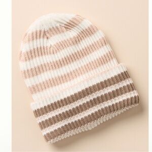 By anthropologie ribbed stipe beanie